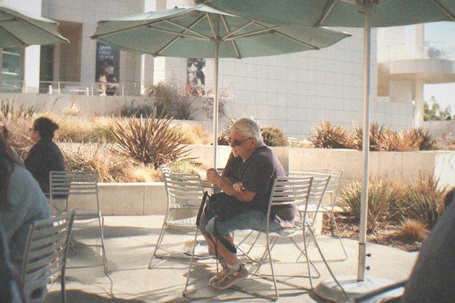 The rooftop terrace at the Getty Center overlooking the Los Angeles basin toward the ocean